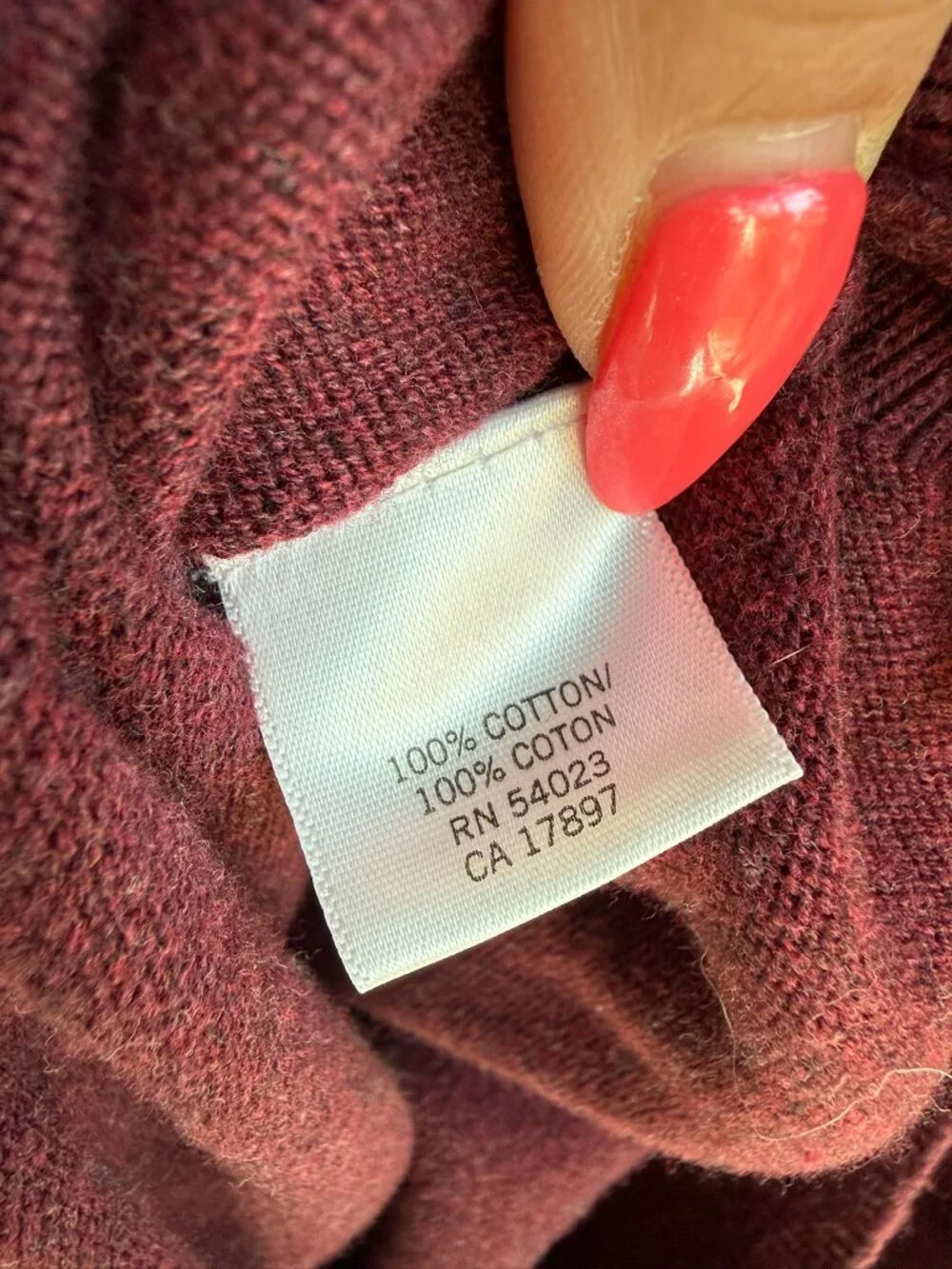 Banana Republic 100% Cotton Shawl Collar Pullover Sweater Burgundy Heather Men's